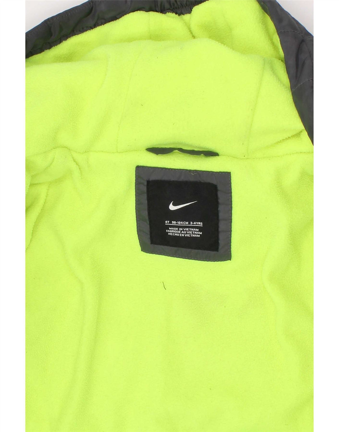 Giacca imbottita con cappuccio Nike da ragazzo 3-4 anni in poliestere grigio