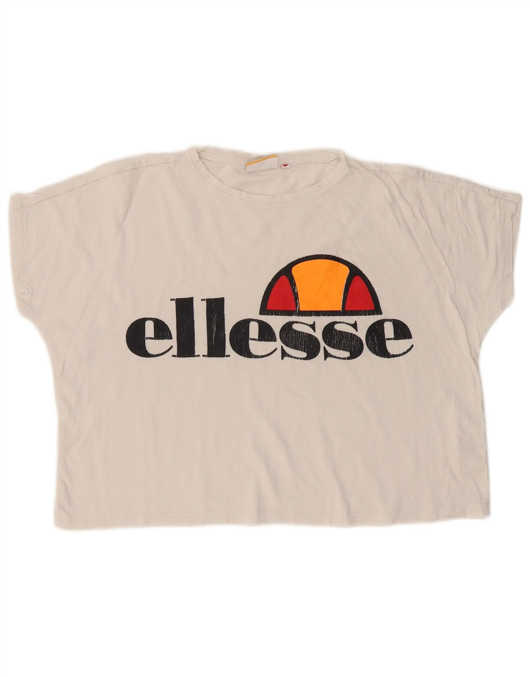 ELLESSE T-shirt grafica corta oversize da donna Heritage UK 6 XS Bianca