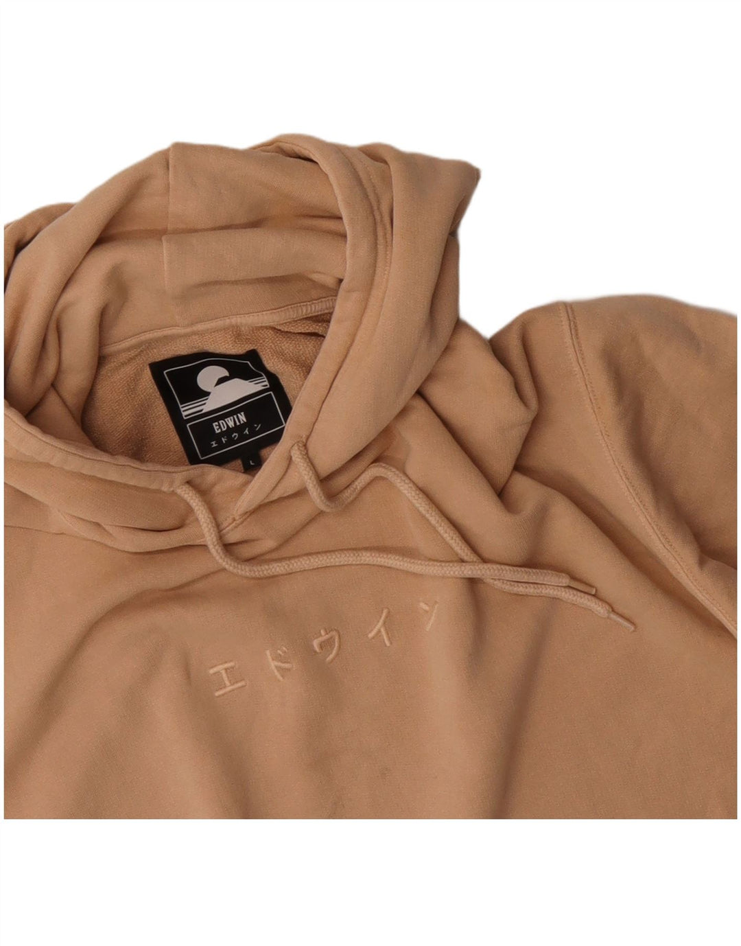 Maglione con cappuccio grafico da uomo Edwin grande in cotone beige