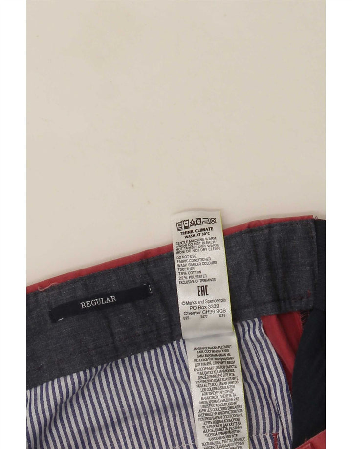 Pantaloni da abito regolari dritti da uomo Marks & Spencer W32 L28 cotone rosa