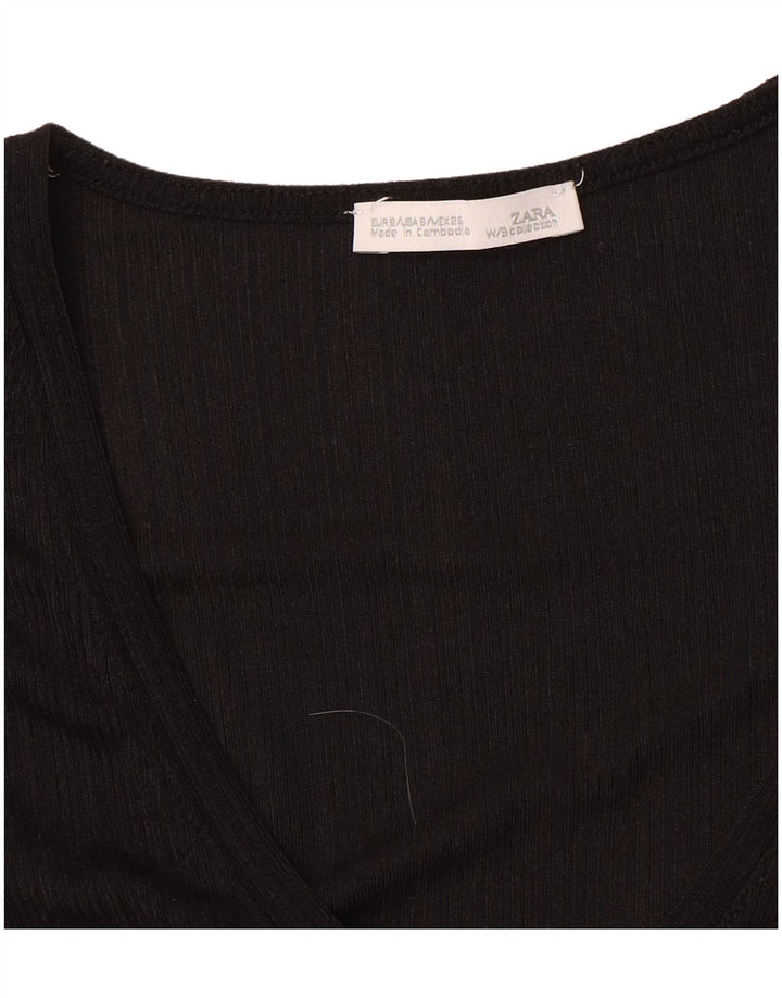 Top Zara da donna a maniche lunghe UK 10 Small Nero Colourblock