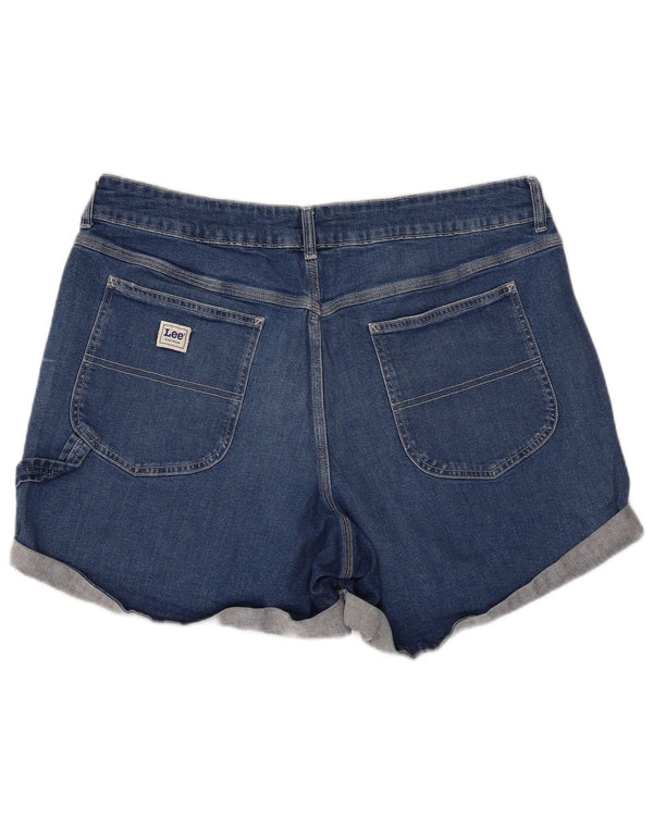 Pantaloncini di jeans a vita alta da donna Lee US 18 2XL W38 cotone blu