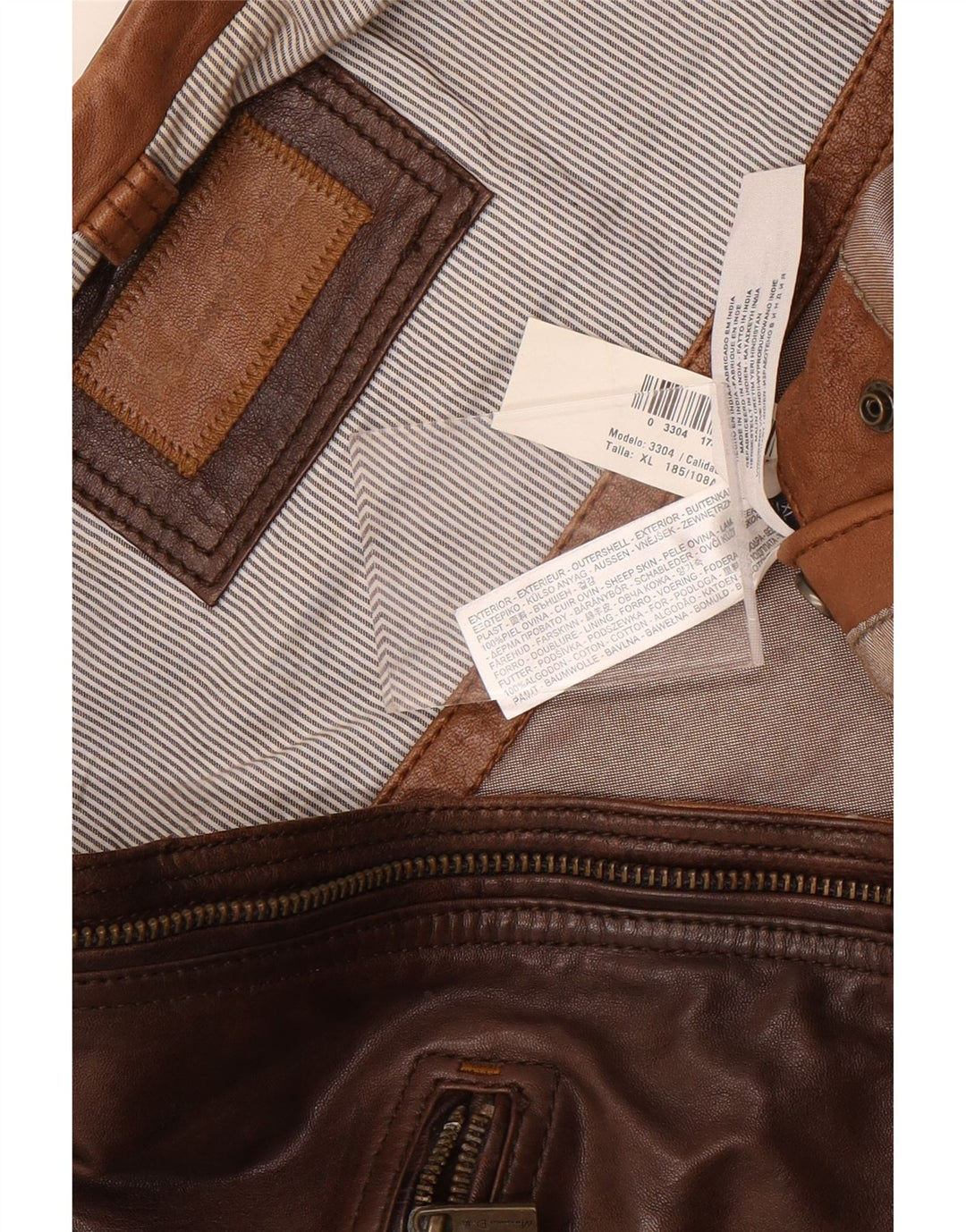 Giacca da motociclista in pelle da uomo Massimo Dutti UK 42 XL Pelle marrone