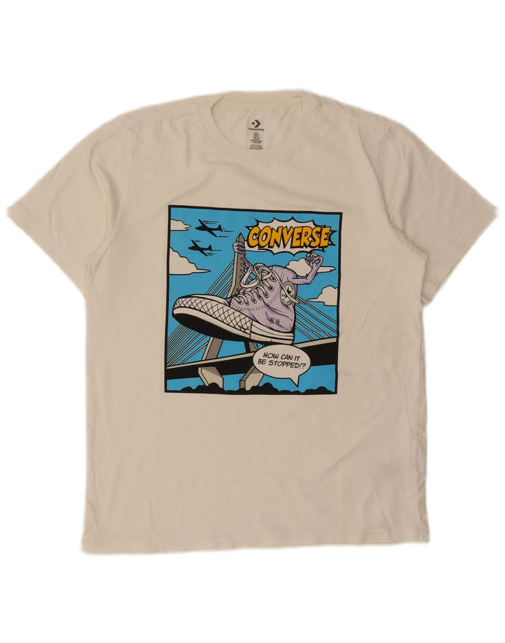 T-shirt grafica da uomo Converse Top piccola in cotone bianco