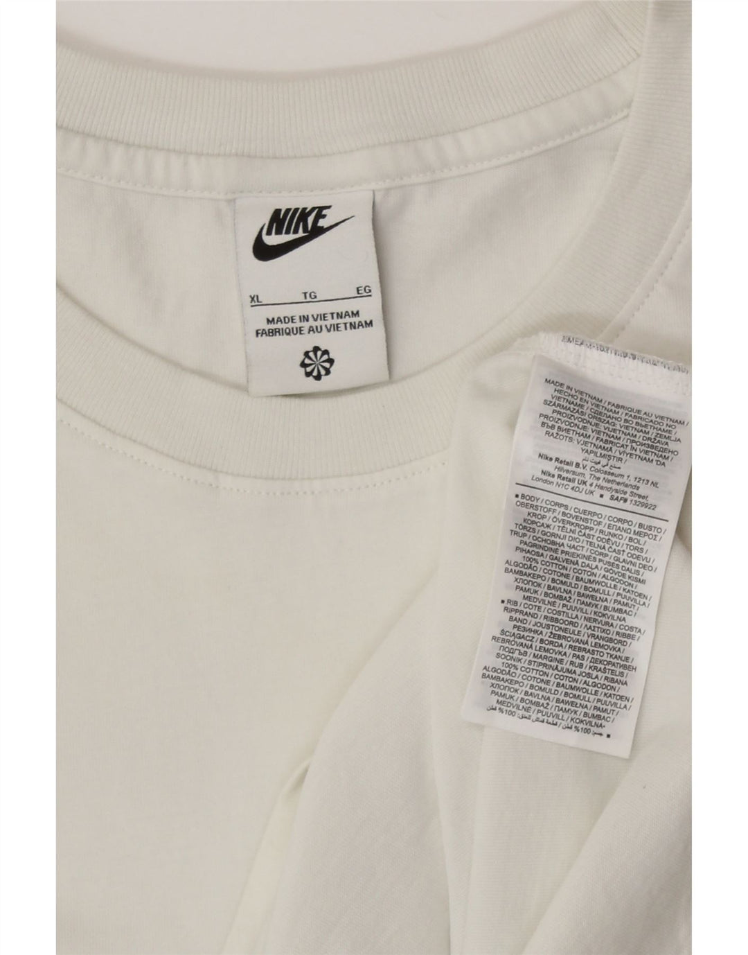 T-shirt grafica da uomo Nike Top XL in cotone bianco sporco