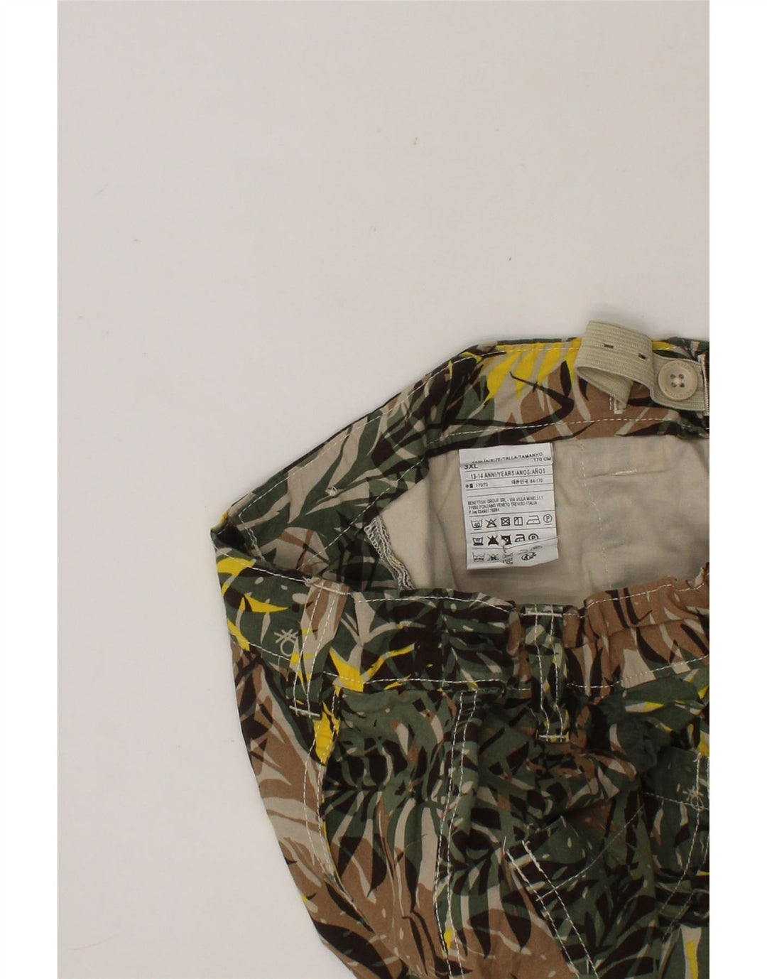 BENETTON Boys Abstract Pattern Casual Shorts 13-14 Years 3XL W27  Khaki Vintage Benetton and Second-Hand Benetton from Messina Hembry 