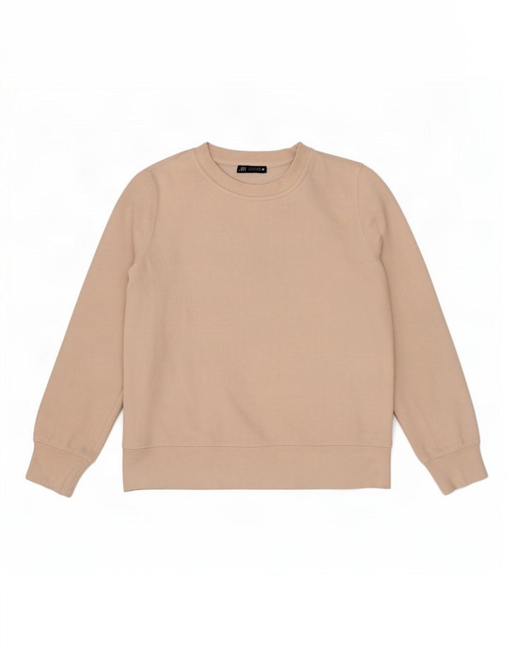 Felpa oversize da donna Zara UK 10 piccola in cotone beige