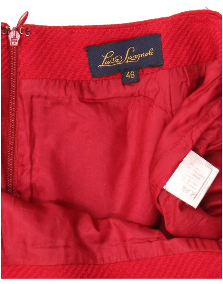 LUISA SPAGNOLI Gonna Tubino Donna IT 46 Large W32 Rossa Lana