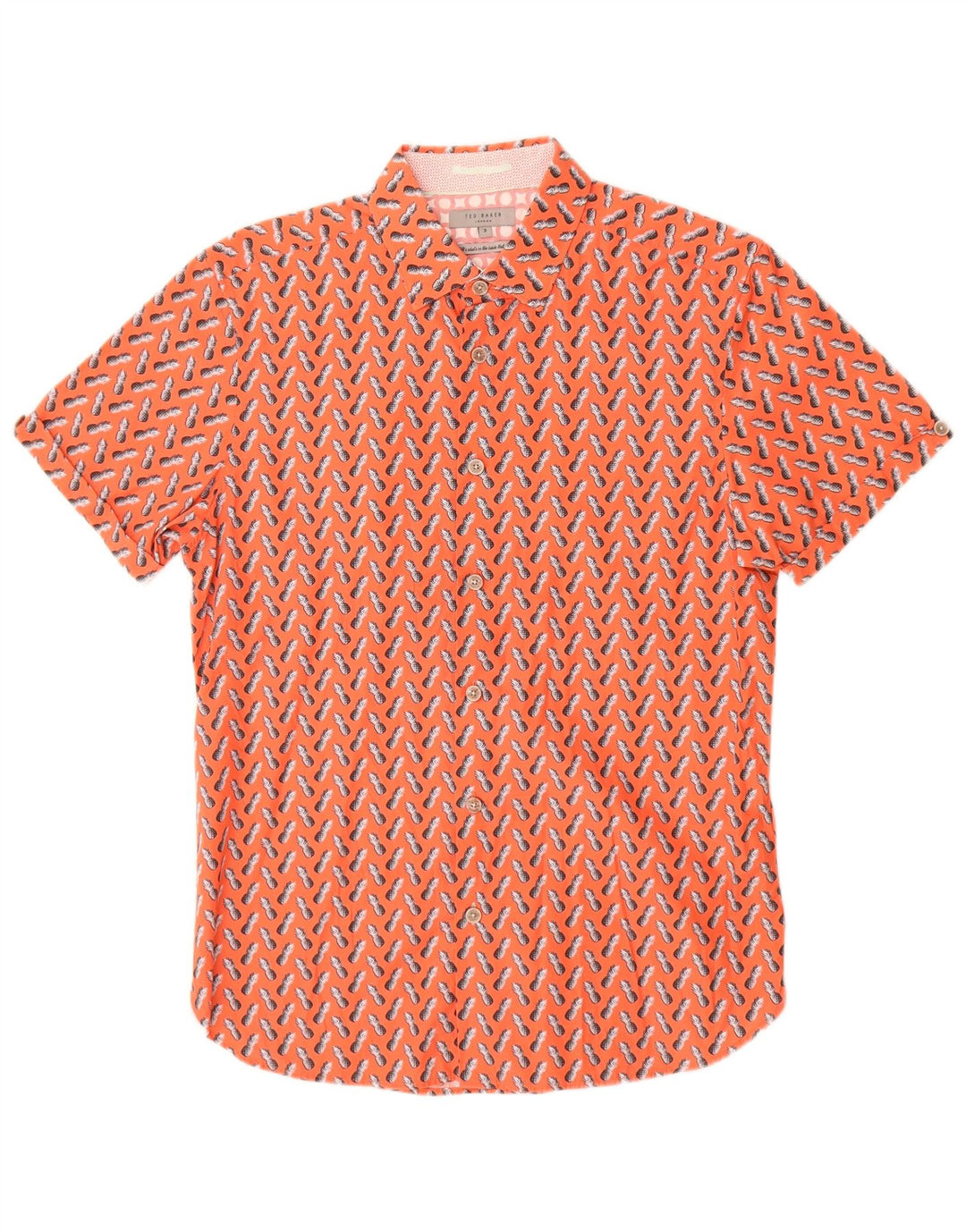 Ted Baker Camicia a maniche corte da uomo con motivo astratto taglia 3 arancione medio