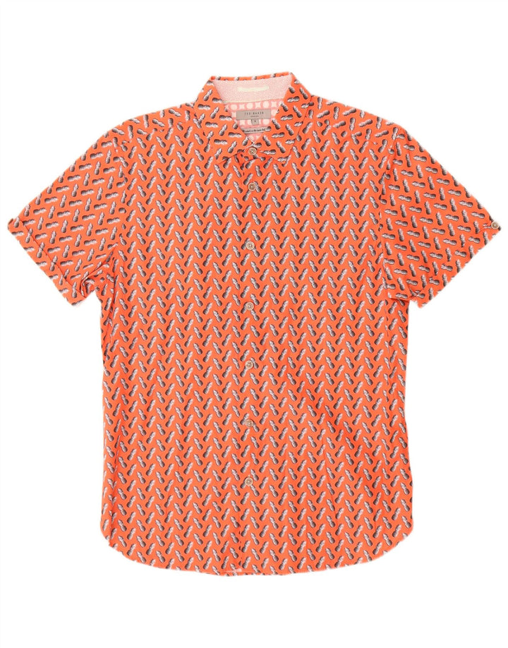 Ted Baker Camicia a maniche corte da uomo con motivo astratto taglia 3 arancione medio