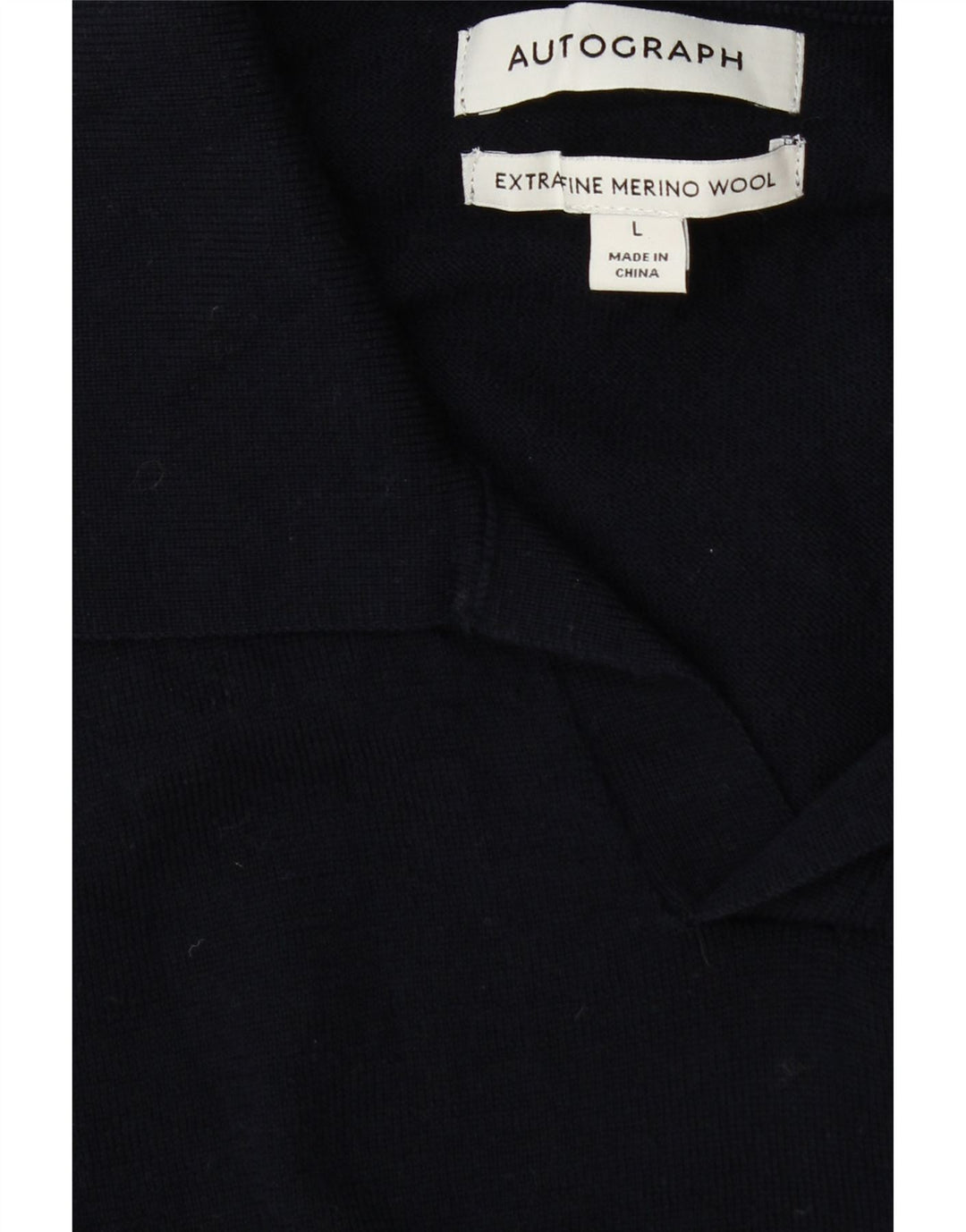 Marks & Spencer maglione da uomo con collo a polo autografo grande blu navy