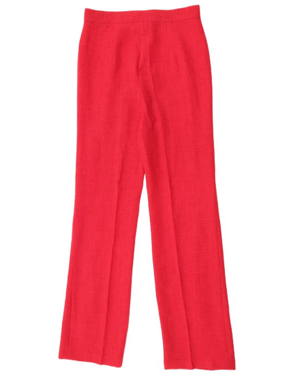 Pantaloni da abito dritti a vita alta da donna Sasha UK 12 medi W28 L20 rossi
