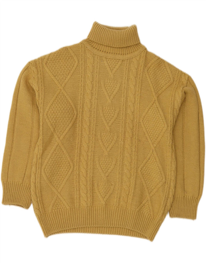 Maglione maglione collo alto da donna VINTAGE IT 48 XL lana gialla