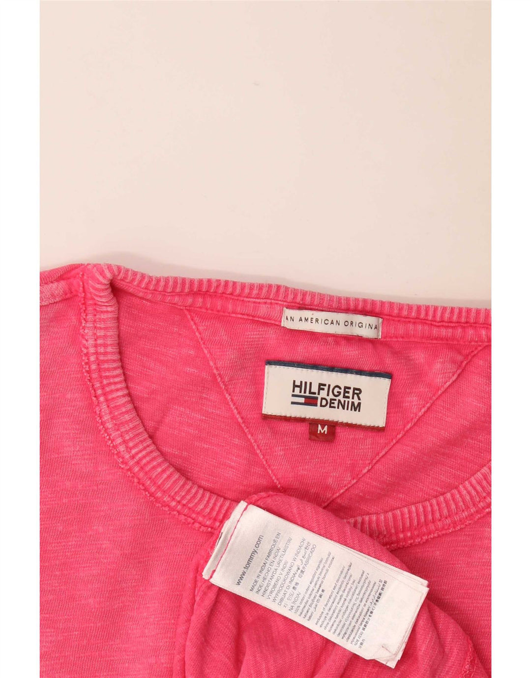 T-shirt da uomo Tommy Hilfiger Top in cotone chiazzato rosa medio