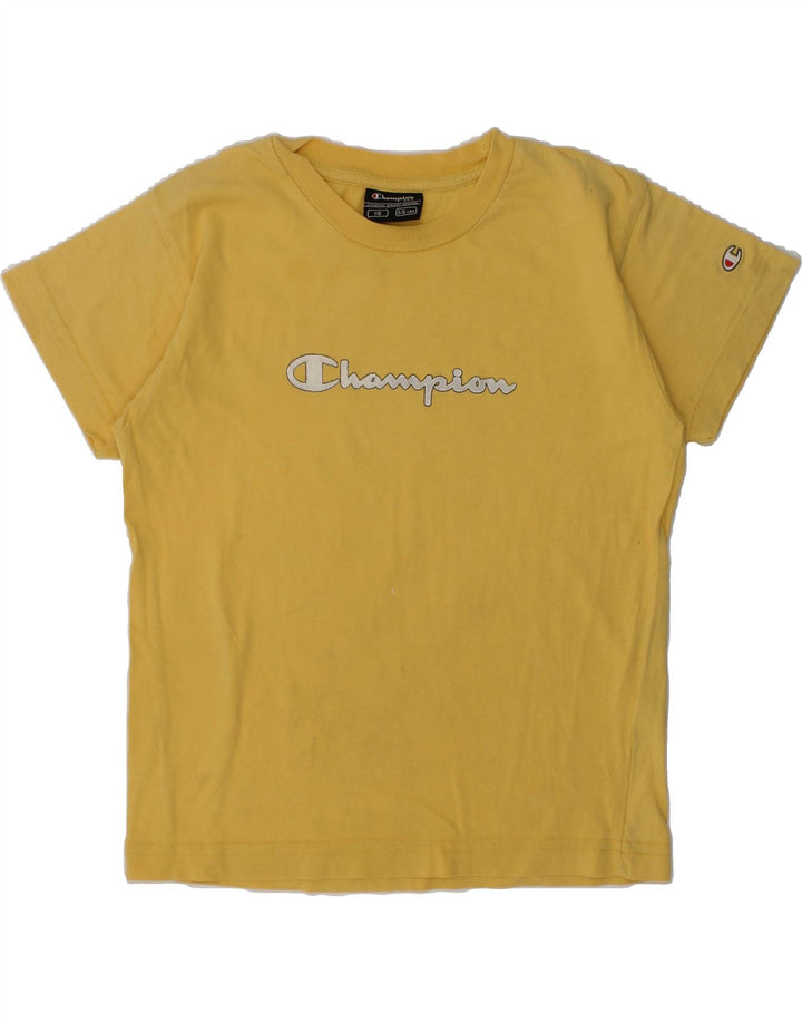CHAMPION Boys Graphic T-Shirt Top 5-6 Years Yellow | Vintage Champion | Thrift | Second-Hand Champion | Used Clothing | Messina Hembry 