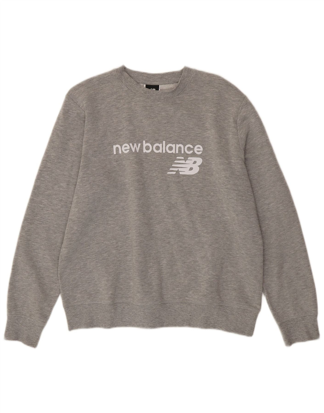 Felpa con grafica da donna NEW BALANCE Maglione UK 16 Grande cotone grigio