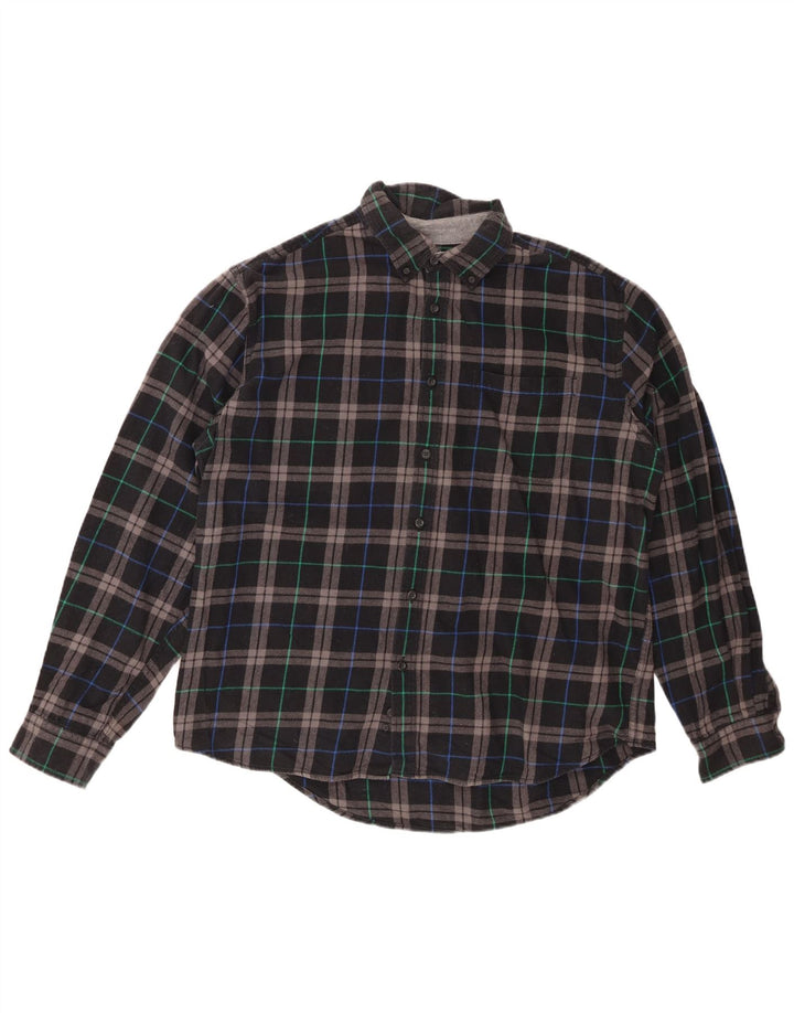 EDDIE BAUER Camicia da uomo in flanella XL in cotone a quadri nero