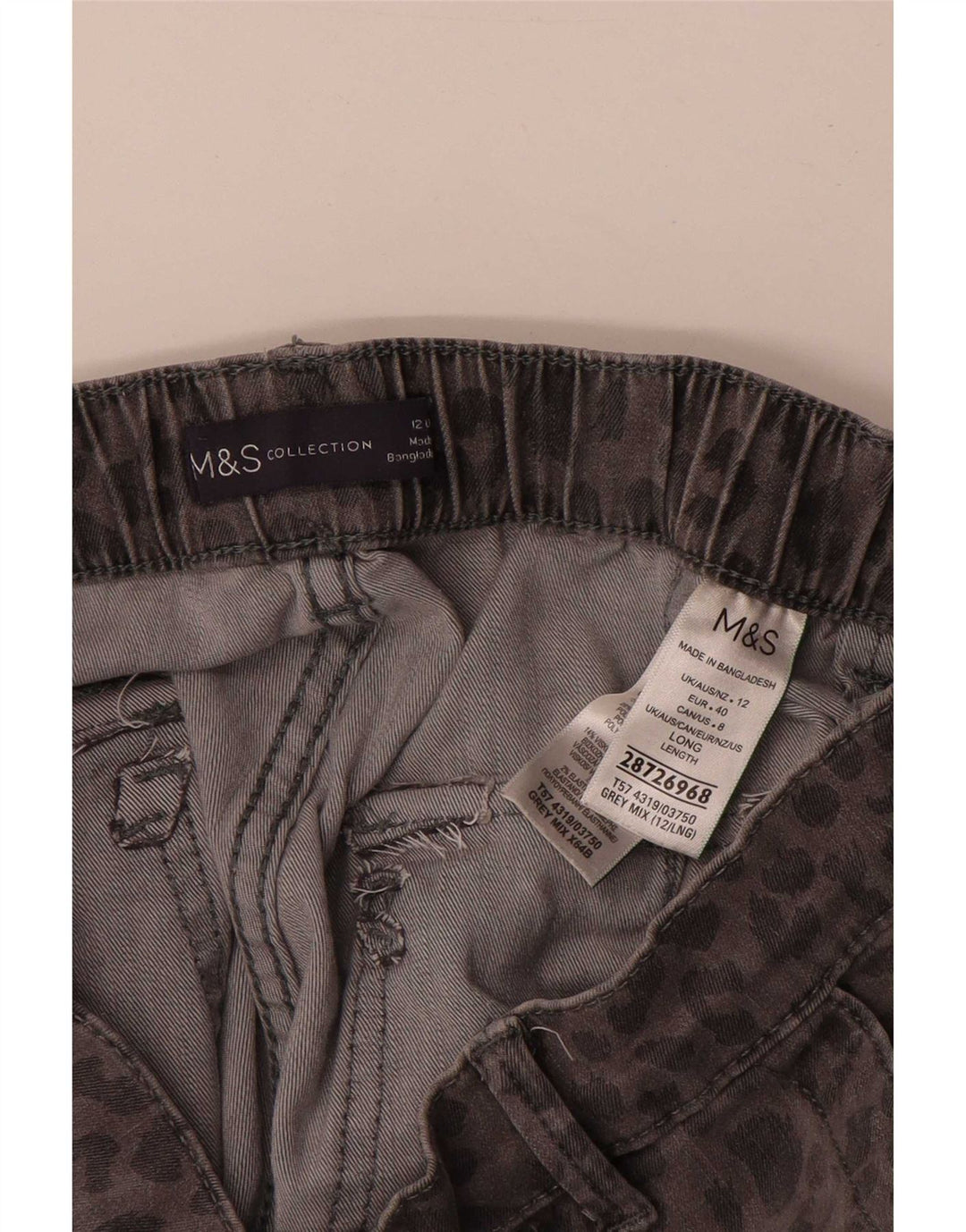 Pantaloni chino da donna Marks & Spencer UK 12 medi W30 L28 Grigio
