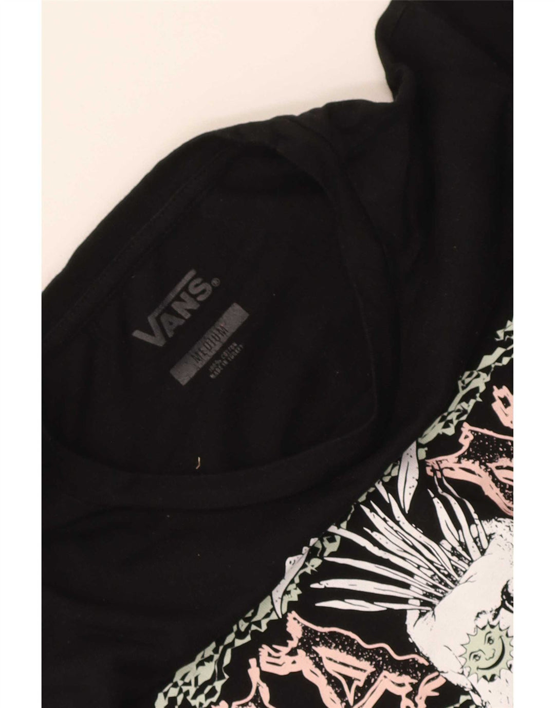 T-shirt grafica corta da donna Vans UK 12 cotone medio nero
