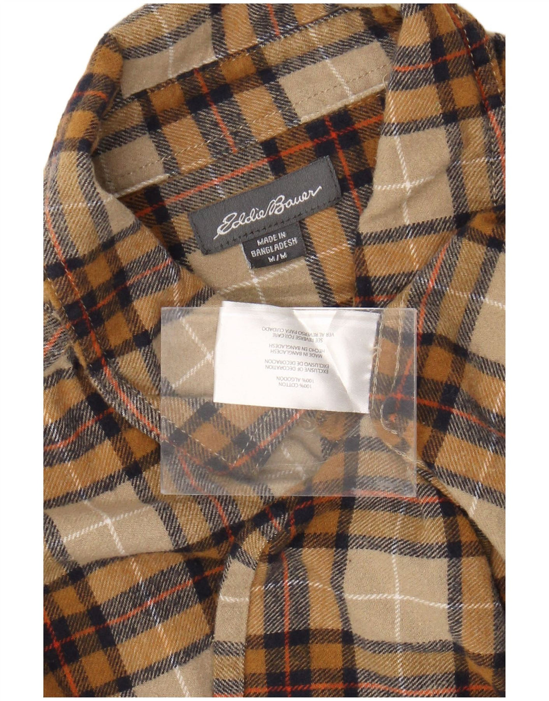 EDDIE BAUER Camicia da uomo in flanella di cotone a quadri kaki medio