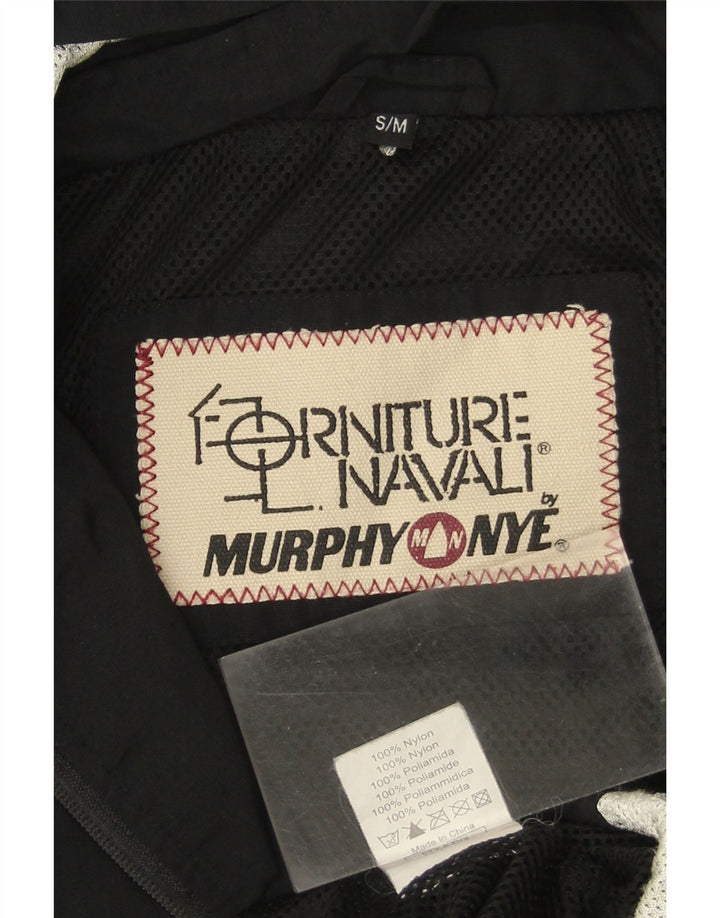 MURPHY & NYE Giacca antipioggia con cappuccio grafica da uomo UK 36 Small Black Colourblock