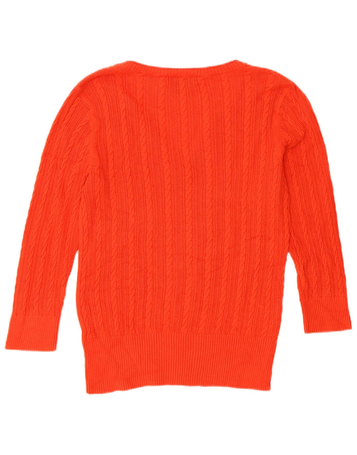 EDDIE BAUER Maglione oversize da donna con scollo a V e maniche a 3/4 UK 6 XS Rosso