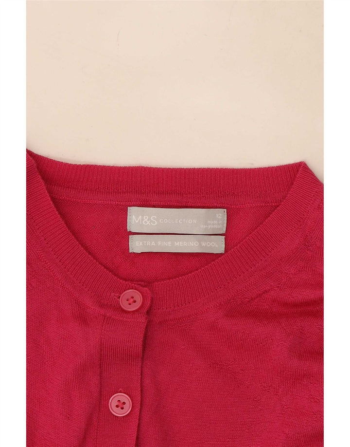 Maglione cardigan da donna Marks & Spencer UK 12 Lana rosa medio