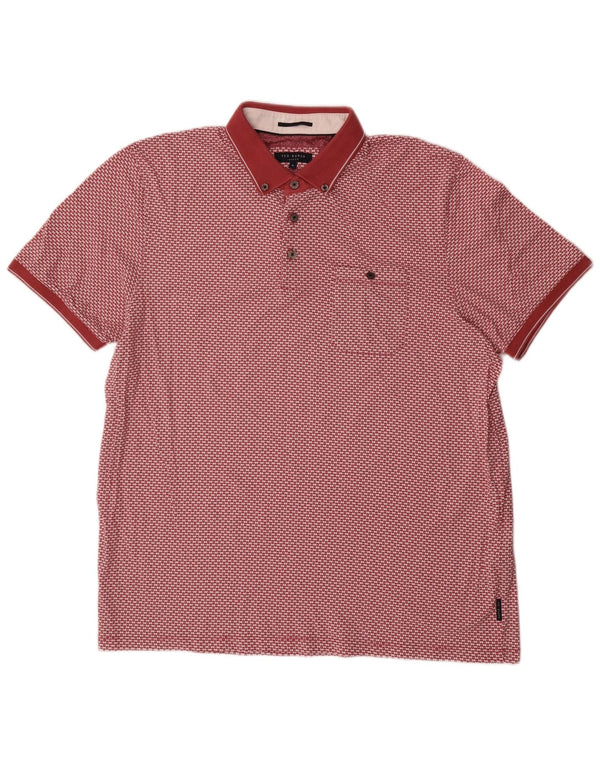 Polo da uomo con motivo astratto Ted Baker taglia 6 2XL cotone rosso