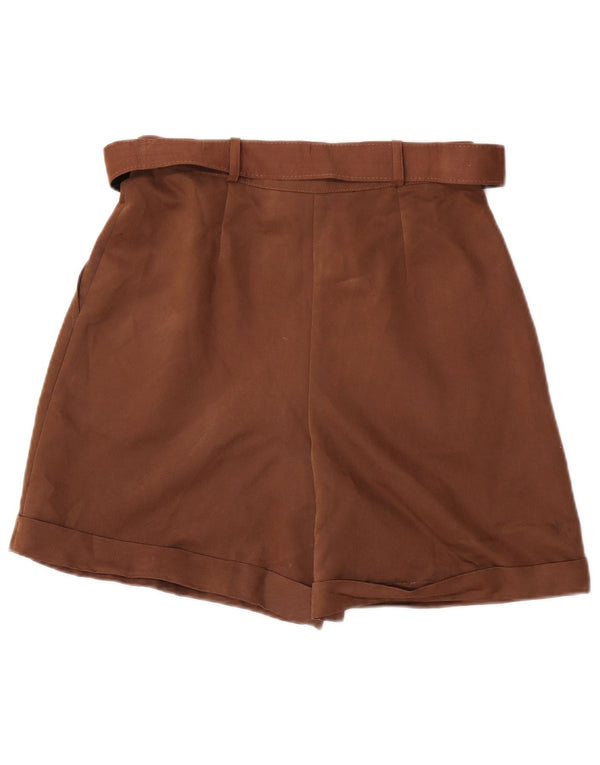 Pantaloncini chino con ancoraggi a vita alta da donna vintage IT 44 medi W26 marroni