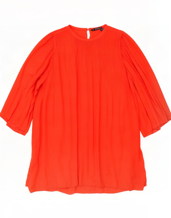 Abito da tenda oversize a maniche lunghe da donna Zara UK 16 Large Rosso Poliestere