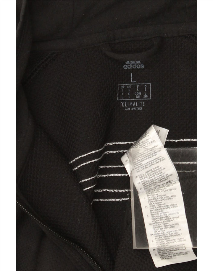 Maglione con cappuccio e zip Adidas Climalite da uomo grande in poliestere nero