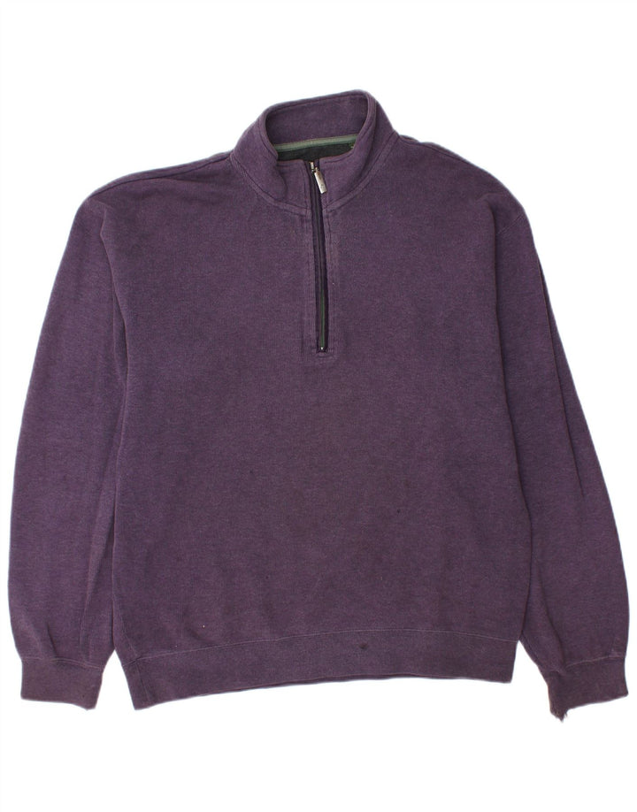 ORVIS Felpa con collo con zip da uomo Maglione cotone viola medio