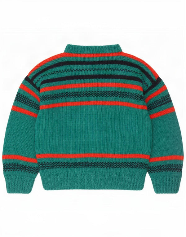 Maglione vintage da ragazzo girocollo 14-15 anni a righe verdi