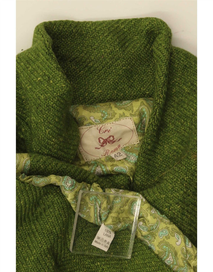 Giacca blazer da donna vintage con cravatta sul davanti IT 42 Lana verde medio