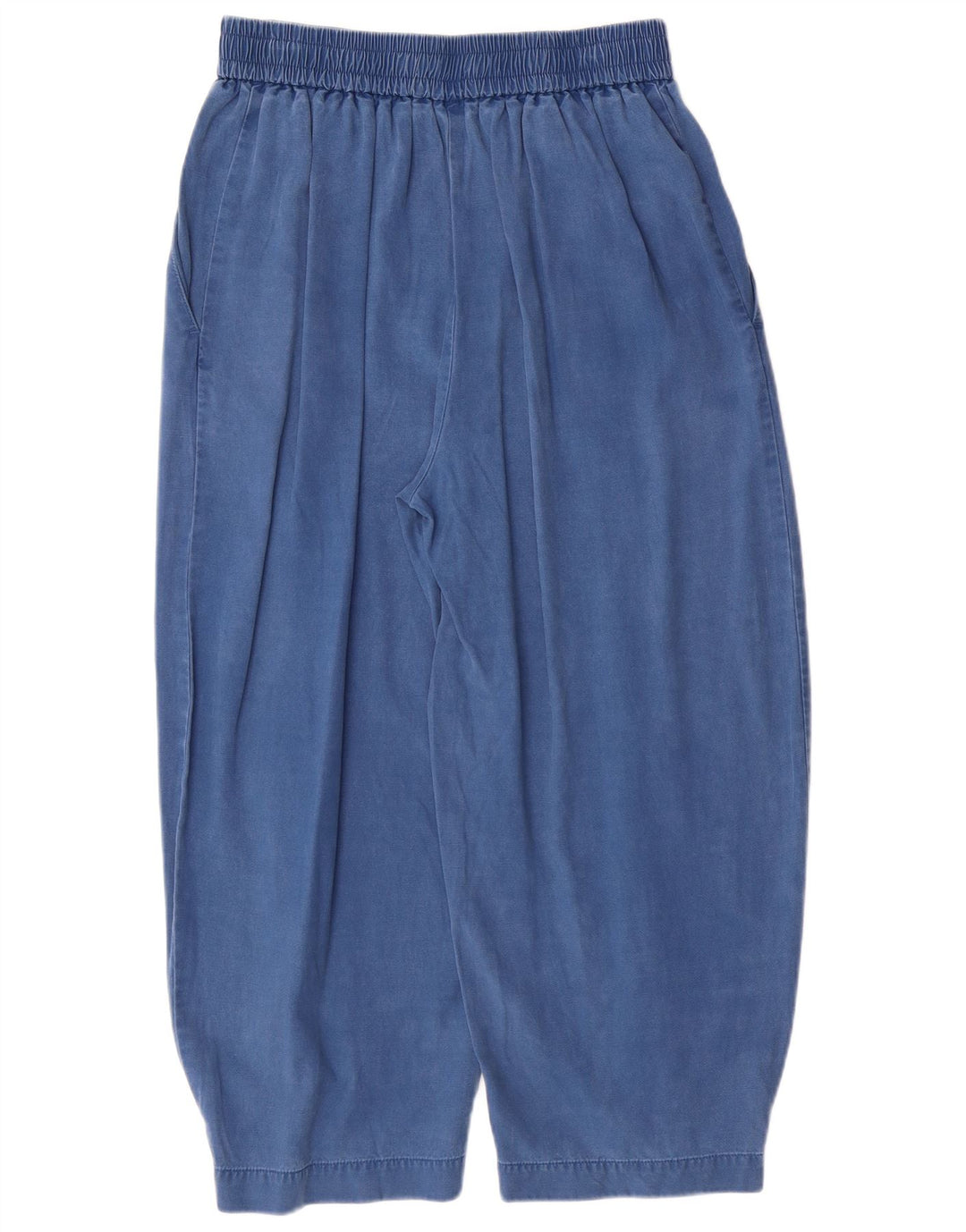 Pantaloni Capri affusolati da donna BENETTON piccoli W26 L22 blu Lyocell