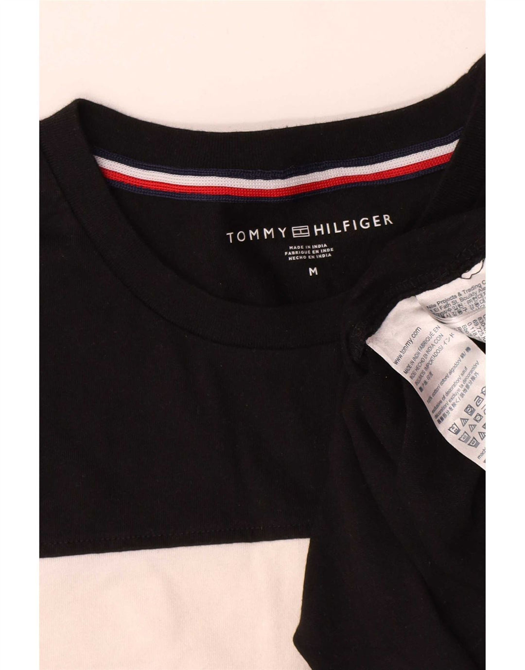 T-shirt da uomo Tommy Hilfiger Top in cotone color block medio nero