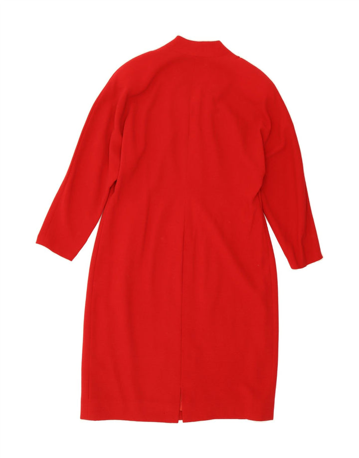 VINTAGE Womens 3/4 Sleeve Basic Dress UK 16 Large Red Vintage Vintage and Second-Hand Vintage from Messina Hembry 