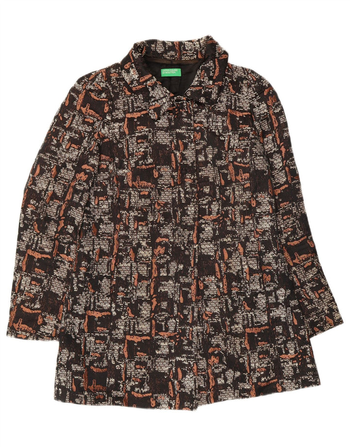 Cappotto da donna con motivo astratto Benetton UK 10 piccolo poliestere nero