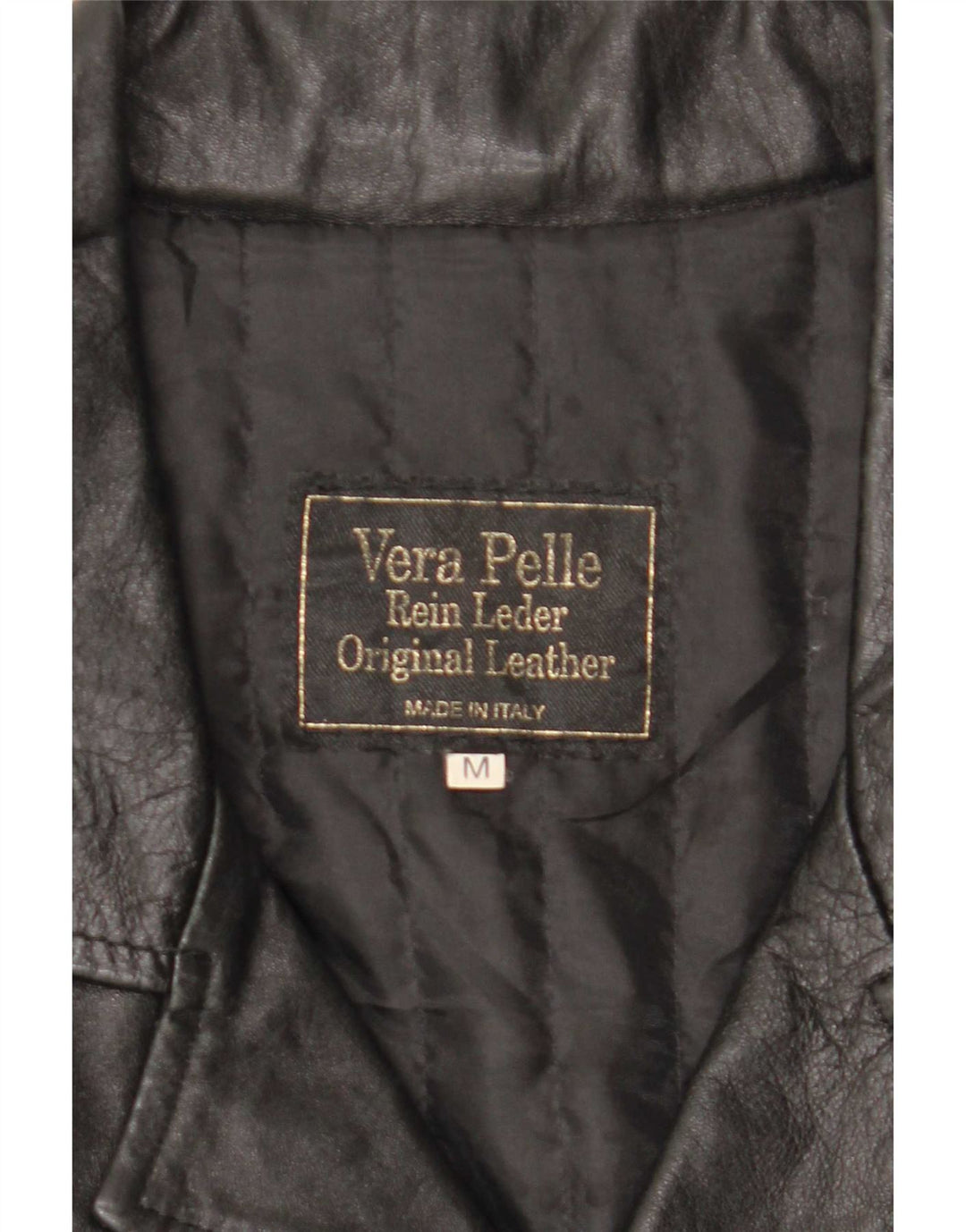 Cappotto in pelle da uomo vintage UK 38 in pelle nera media