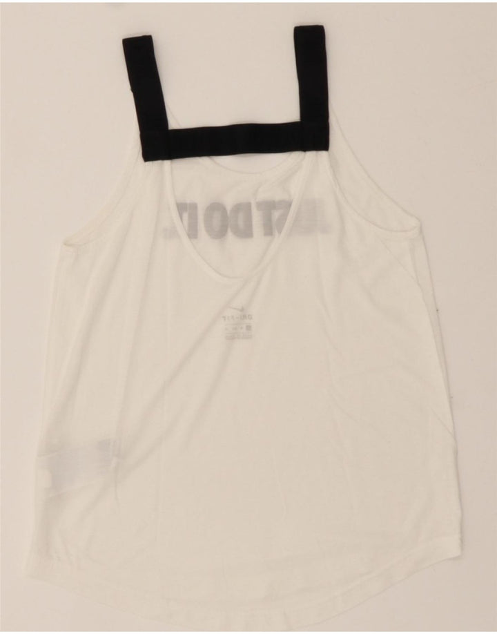 NIKE Womens Dri Fit Graphic Vest Top UK 6 XS White Polyester Vintage Nike and Second-Hand Nike from Messina Hembry 
