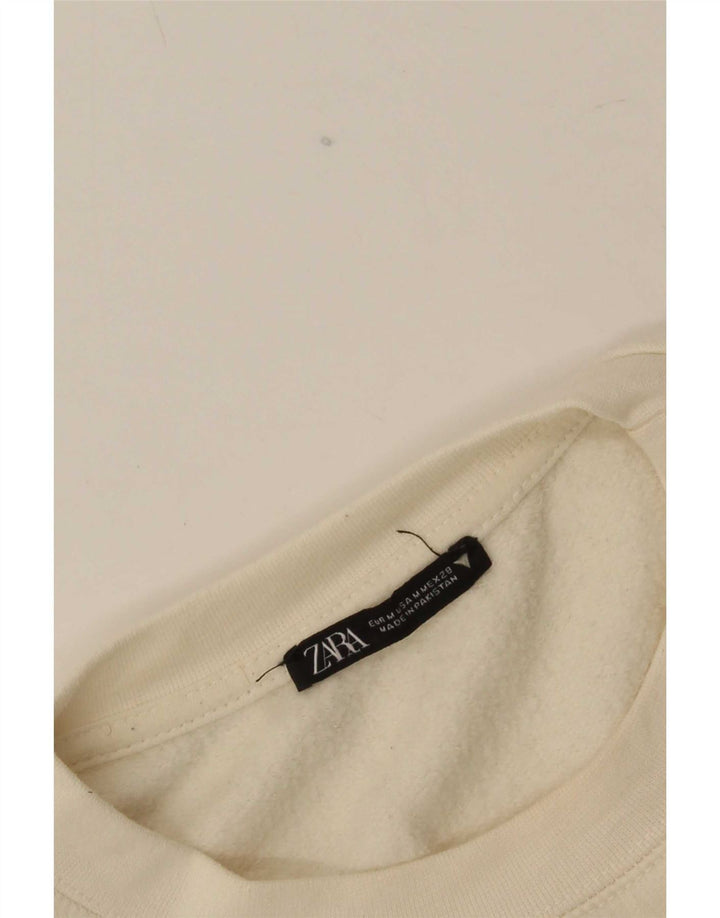 Felpa corta oversize da donna Zara UK 14 media bianco sporco