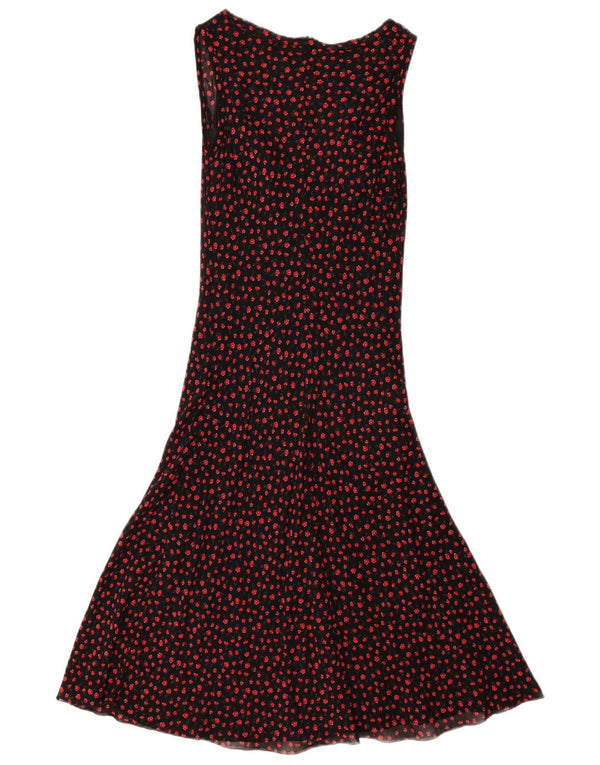 Abito a trapezio senza maniche da donna Denny Rose UK 10 Piccolo floreale nero