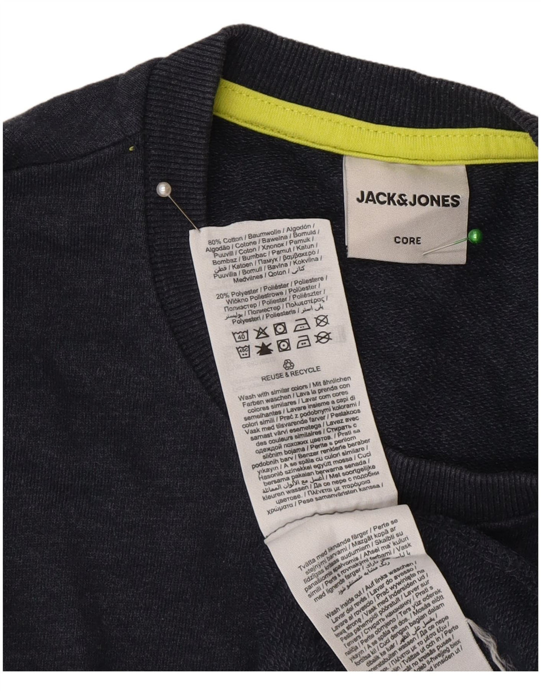 Jack & Jones Felpa con grafica da uomo Maglione piccolo in cotone blu navy