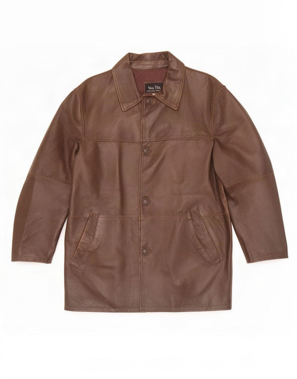 Giacca in Pelle Uomo Lavorazione Artigiana IT 54 2XL Marrone