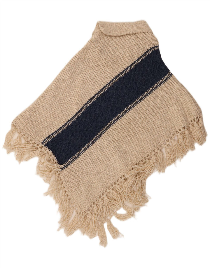 Maglione poncho da donna VINTAGE taglia unica Beige Colourblock