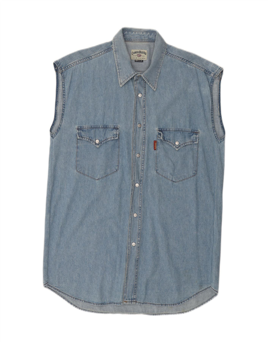 CARRERA Camicia di jeans senza maniche da uomo Taglia 43/44 XL Cotone blu