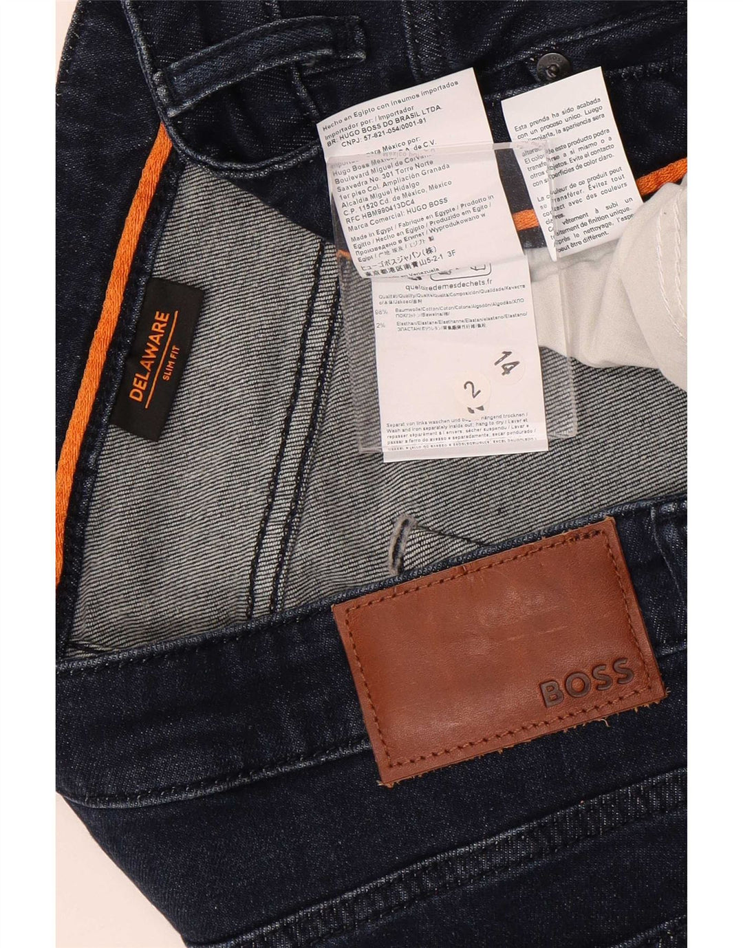 Jeans slim da uomo Delaware Hugo Boss W38 L32 cotone blu navy