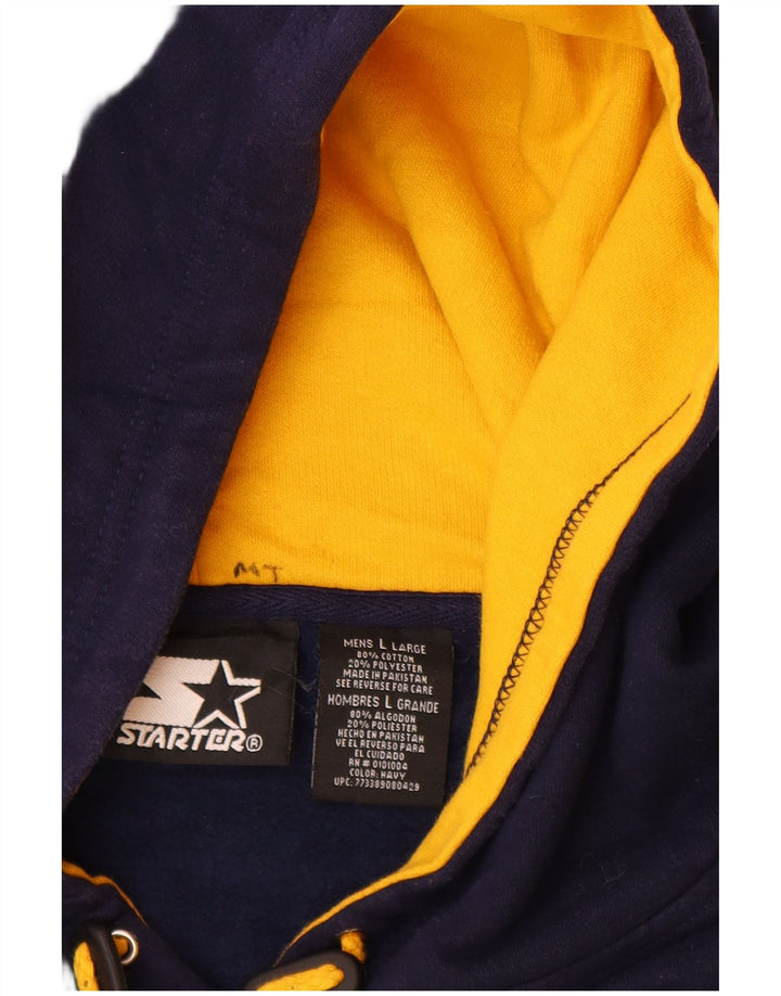 Maglione con cappuccio grafico senza maniche STARTER da uomo, grande, in cotone blu navy