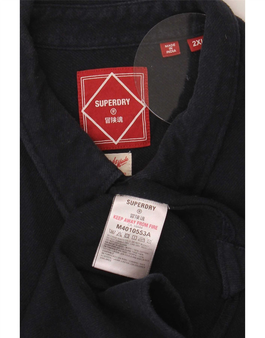 Camicia di jeans da uomo Superdry 2XL cotone blu navy