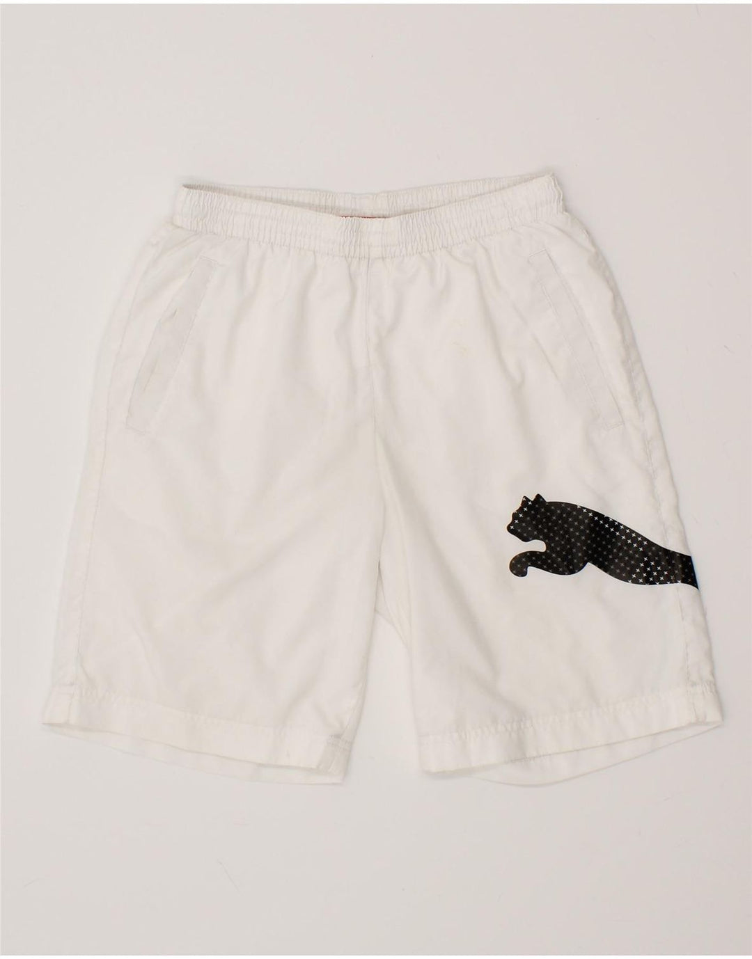 PUMA Boys Graphic Sport Shorts 13-14 Years White Polyester Vintage Puma and Second-Hand Puma from Messina Hembry 